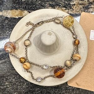 Chic Amber and Gold Beaded Bracelet